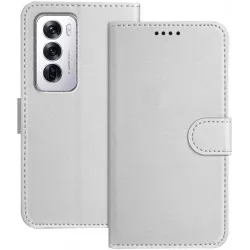 Coque portefeuille Phonesta Smooth Skin pour Oppo Reno12 - Argent