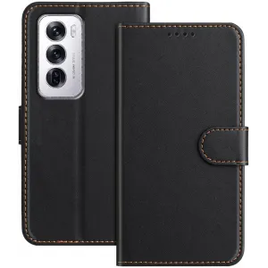 Coque portefeuille Phonesta Smooth Skin pour Oppo Reno12 - Noir