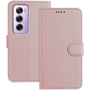 Coque portefeuille Phonesta Smooth Skin pour Oppo Reno12 Pro - Or rose