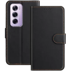 Coque portefeuille Phonesta Smooth Skin pour Oppo Reno12 Pro - Noir