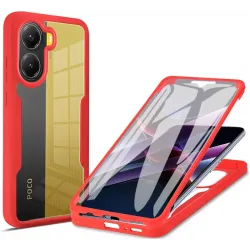 Coque intégrale Phonesta Slim Protect 360 protecteur d'écran pour Xiaomi Poco X7 Pro - Rouge