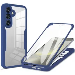 Coque intégrale Phonesta Slim Protect 360 protecteur d'écran pour Samsung Galaxy S25 FE - Bleu