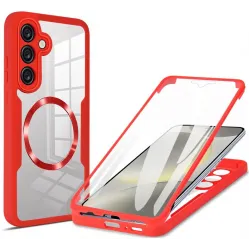 Coque intégrale Phonesta Slim Protect 360 protecteur d'écran et MagSafe pour Samsung Galaxy S25 Plus/S24 Plus - Rouge