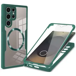 Coque intégrale Phonesta Slim Protect 360 protecteur d'écran et MagSafe pour Samsung Galaxy S25 Ultra - Vert