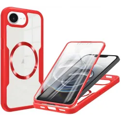 Coque intégrale Phonesta Slim Protect 360 protecteur d'écran et MagSafe pour Apple iPhone 17e/16e - Rouge