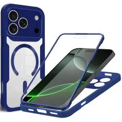 Coque intégrale Phonesta Slim Protect 360 protecteur d'écran et MagSafe pour Apple iPhone 17 Pro Max - Bleu