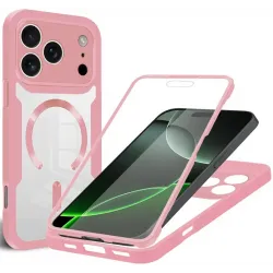 Coque intégrale Phonesta Slim Protect 360 protecteur d'écran et MagSafe pour Apple iPhone 17 Pro Max - Rose