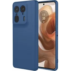 Coque arrière en silicone Phonesta Soft Silk pour Motorola Edge 50 Ultra - Bleu foncé
