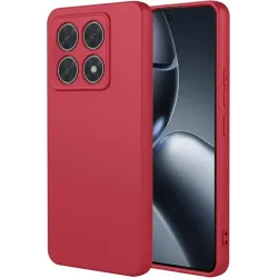 Coque arrière en silicone Phonesta Soft Silk pour Xiaomi 14T Pro - Rouge