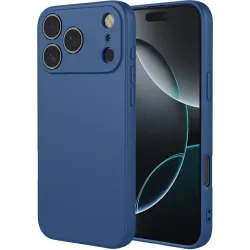 Coque arrière en silicone Phonesta Soft Silk pour Apple iPhone 17 Pro - Bleu foncé