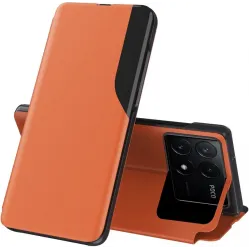 Coque à rabat Phonesta Smart Side View pour Xiaomi Poco F6 Pro - Orange