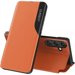 Coque à rabat Phonesta Smart Side View pour Samsung Galaxy S25 Plus/S24 Plus - Orange