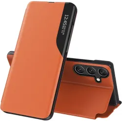 Coque à rabat Phonesta Smart Side View pour Samsung Galaxy S25/S24 - Orange