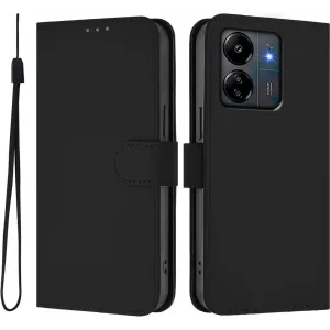 Coque portefeuille Phonesta Soft Skin pour Xiaomi Redmi 13C 4G - Noir