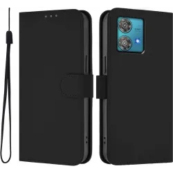 Coque portefeuille Phonesta Soft Skin pour Motorola Edge 40 Neo - Noir