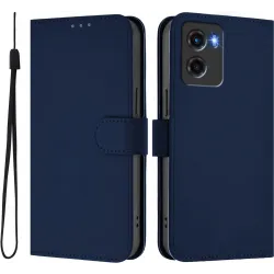 Coque portefeuille Phonesta Soft Skin pour Motorola Moto G05 / Moto E15 - Bleu foncé