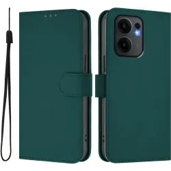 Coque portefeuille Phonesta Soft Skin pour Oppo Reno13 F 4G/5G / Reno13 FS 5G - Vert foncé