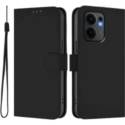 Coque portefeuille Phonesta Soft Skin pour Oppo Reno13 F 4G/5G / Reno13 FS 5G - Noir