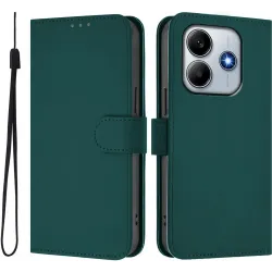 Coque portefeuille Phonesta Soft Skin pour Xiaomi Redmi Note 14 4G - Vert foncé