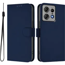 Coque portefeuille Phonesta Soft Skin pour Motorola Edge 50 Pro - Bleu foncé