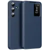 Coque portefeuille Phonesta Smart Window pour Samsung Galaxy S25 - Bleu foncé