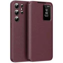 Coque portefeuille Phonesta Smart Window pour Samsung Galaxy S24 Ultra - Bordeaux