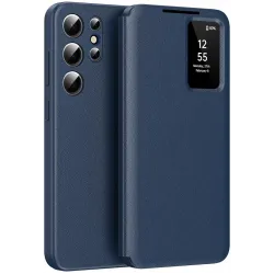 Coque portefeuille Phonesta Smart Window pour Samsung Galaxy S24 Ultra - Bleu foncé