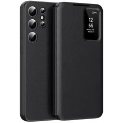 Coque portefeuille Phonesta Smart Window pour Samsung Galaxy S24 Ultra - Noir