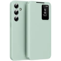 Coque portefeuille Phonesta Smart Window pour Samsung Galaxy S24 FE - Vert clair