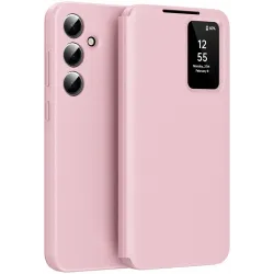 Coque portefeuille Phonesta Smart Window pour Samsung Galaxy S24 FE - Rose