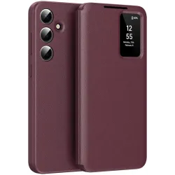 Coque portefeuille Phonesta Smart Window pour Samsung Galaxy S25 FE - Bordeaux