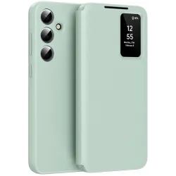 Coque portefeuille Phonesta Smart Window pour Samsung Galaxy S25 FE - Vert clair