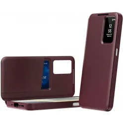 Coque portefeuille Phonesta Smart Window pour Samsung Galaxy A37 - Bordeaux