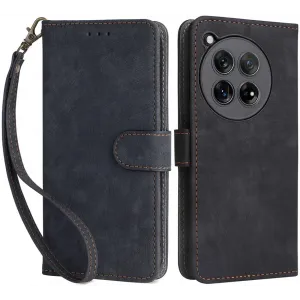 Coque portefeuille Phonesta Vintage Skin pour OnePlus 12 - Noir