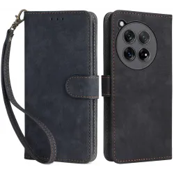 Coque portefeuille Phonesta Vintage Skin pour OnePlus 12R - Noir