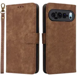 Coque portefeuille Phonesta Vintage Skin pour Google Pixel 9 Pro XL - Marron