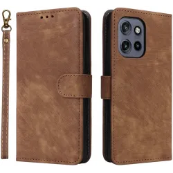 Coque portefeuille Phonesta Vintage Skin pour Motorola Edge 60 Neo/Edge 50 Neo / ThinkPhone 25 - Marron