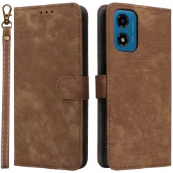 Coque portefeuille Phonesta Vintage Skin pour Motorola Moto G04 / G04s / G24 / G24 Power / E14 - Marron
