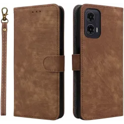Coque portefeuille Phonesta Vintage Skin pour Motorola Moto G35 - Marron