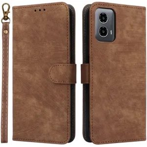 Coque portefeuille Phonesta Vintage Skin pour Motorola Moto G45 / Moto G34 - Marron