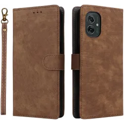 Coque portefeuille Phonesta Vintage Skin pour Motorola Moto G55 - Marron