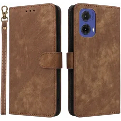 Coque portefeuille Phonesta Vintage Skin pour Motorola Moto G85 - Marron