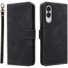 Coque portefeuille Phonesta Vintage Skin pour Samsung Galaxy S25 Edge - Noir