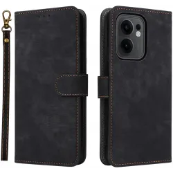 Coque portefeuille Phonesta Vintage Skin pour Oppo Reno13 F 4G/5G / Reno13 FS 5G - Noir