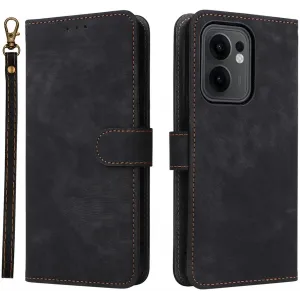 Coque portefeuille Phonesta Vintage Skin pour Oppo Reno13 F 4G/5G / Reno13 FS 5G - Noir