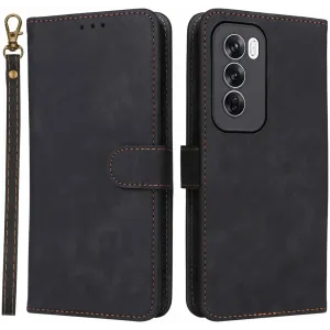 Coque portefeuille Phonesta Vintage Skin pour Oppo Reno12 - Noir