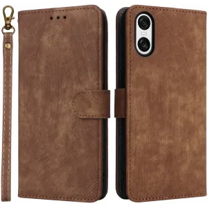 Coque portefeuille Phonesta Vintage Skin pour Sony Xperia 10 VI - Marron
