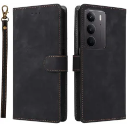 Coque portefeuille Phonesta Vintage Skin pour Realme 14x / C75 - Noir