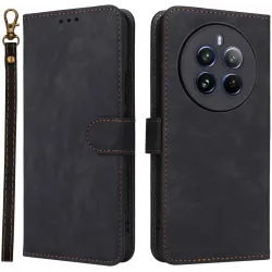 Coque portefeuille Phonesta Vintage Skin pour Realme 12 Pro/12 Pro Plus - Noir
