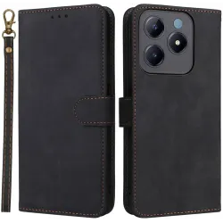 Coque portefeuille Phonesta Vintage Skin pour Realme C63/C61 / Note 60 - Noir
